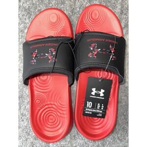 Under Armour Ignite Select GRH Logo Slide Sandal Men SZ 10 Red Black Slip-On-NWT